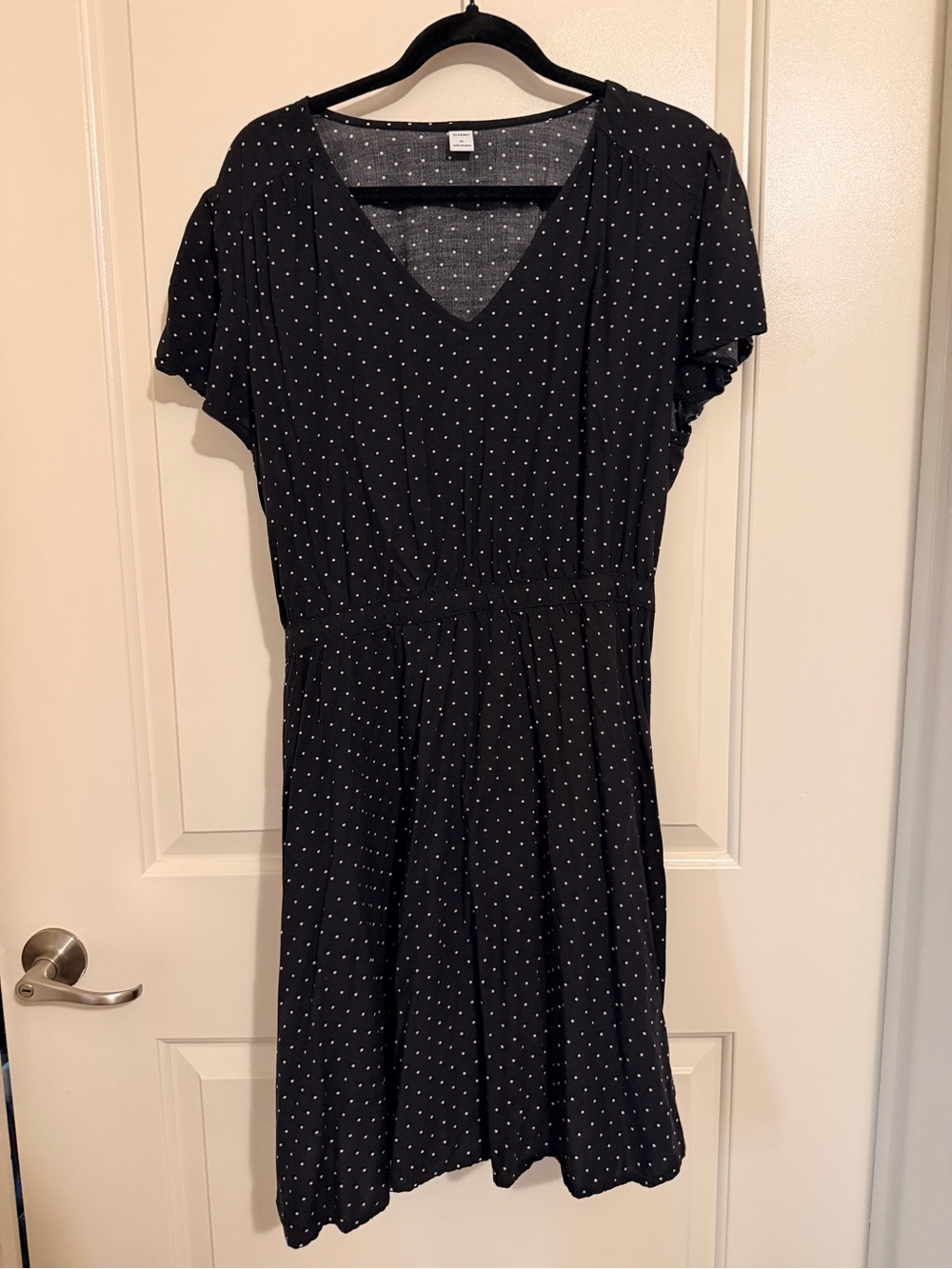 Old Navy Black Mini Dress with White Polka Dot Print